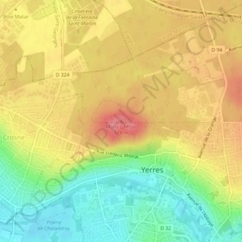 Mappa topografica Mont Griffon, altitudine, rilievo