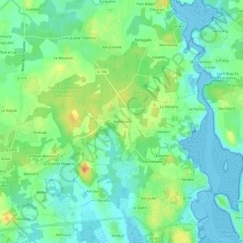 Mappa topografica Kerlescan, altitudine, rilievo