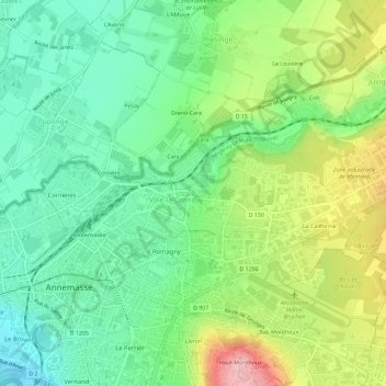 Mappa topografica Les Vercheres, altitudine, rilievo