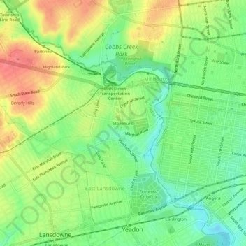 Mappa topografica Stonehurst, altitudine, rilievo