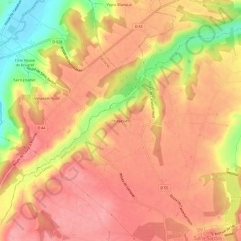 Mappa topografica Feugasses, altitudine, rilievo