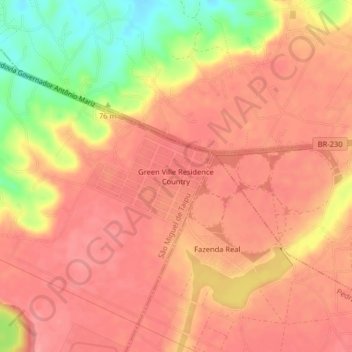 Mappa topografica Green Ville Residence Country, altitudine, rilievo