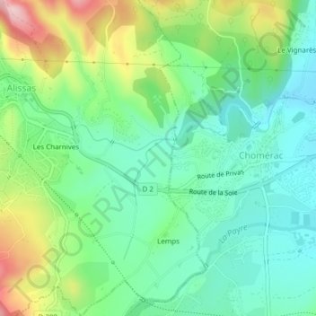 Mappa topografica Pontili, altitudine, rilievo