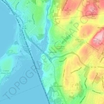 Mappa topografica Crotonville, altitudine, rilievo