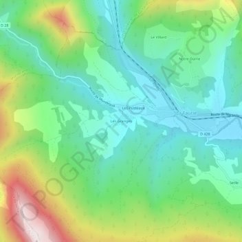 Mappa topografica Les Granges, altitudine, rilievo