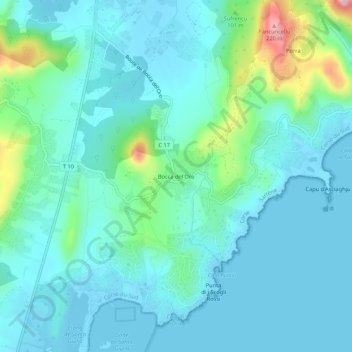 Mappa topografica Bocca del'Oro, altitudine, rilievo