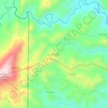 Mappa topografica Lanipga, altitudine, rilievo