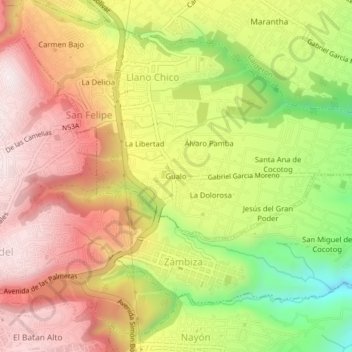 Mappa topografica Gualo, altitudine, rilievo