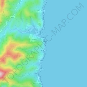 Mappa topografica Pinarello, altitudine, rilievo