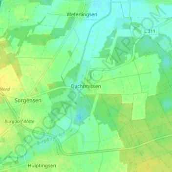 Mappa topografica Dachtmissen, altitudine, rilievo