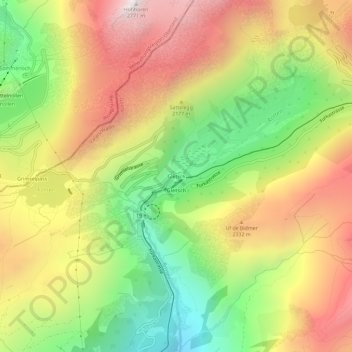 Mappa topografica Gletsch, altitudine, rilievo