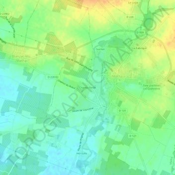 Mappa topografica Champ Feron, altitudine, rilievo