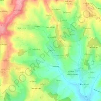 Mappa topografica Le Brûlé, altitudine, rilievo
