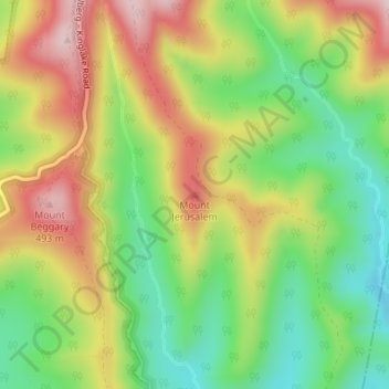 Mappa topografica Mount Jerusalem, altitudine, rilievo