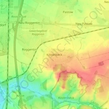 Mappa topografica Kösterbeck, altitudine, rilievo