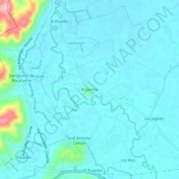 Mappa topografica El Cerrito, altitudine, rilievo