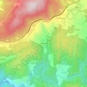 Mappa topografica Boucinha, altitudine, rilievo