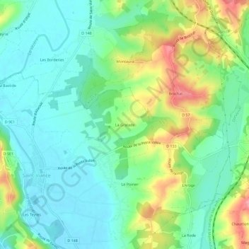 Mappa topografica La Gratade, altitudine, rilievo