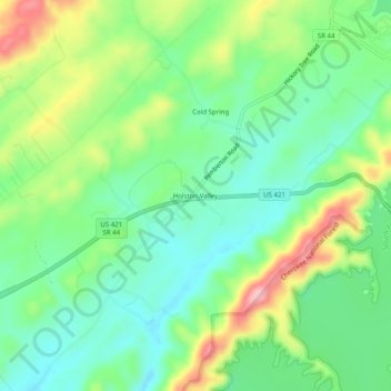 Mappa topografica Holston Valley, altitudine, rilievo
