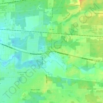 Mappa topografica East Lancaster, altitudine, rilievo