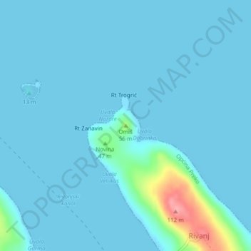 Mappa topografica Omiš, altitudine, rilievo