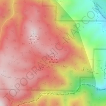 Mappa topografica Rocky Mountain, altitudine, rilievo