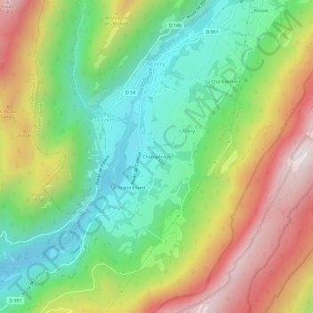 Mappa topografica Champéroux, altitudine, rilievo
