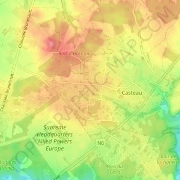 Mappa topografica Les Bruyères, altitudine, rilievo