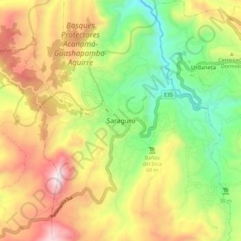 Mappa topografica Saraguro, altitudine, rilievo