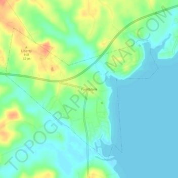 Mappa topografica Pointblank, altitudine, rilievo