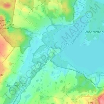 Mappa topografica Prillwitz, altitudine, rilievo