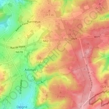 Mappa topografica Fond des Boux, altitudine, rilievo