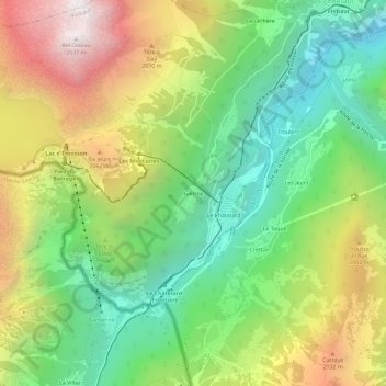 Mappa topografica Giétroz, altitudine, rilievo