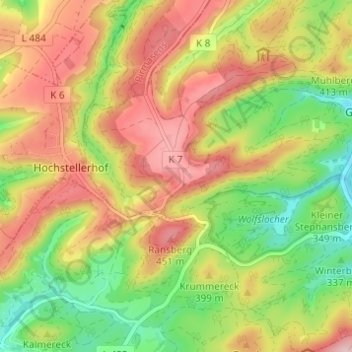Mappa topografica Kettrichhof, altitudine, rilievo