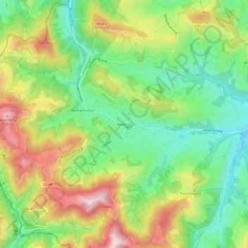 Mappa topografica Mühlrüti, altitudine, rilievo