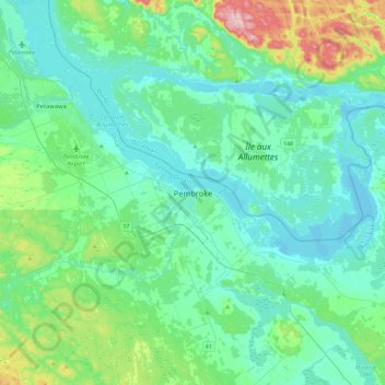 Mappa topografica Pembroke, altitudine, rilievo