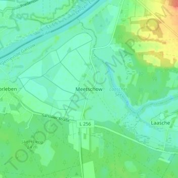 Mappa topografica Meetschow, altitudine, rilievo