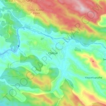 Mappa topografica Chittar, altitudine, rilievo