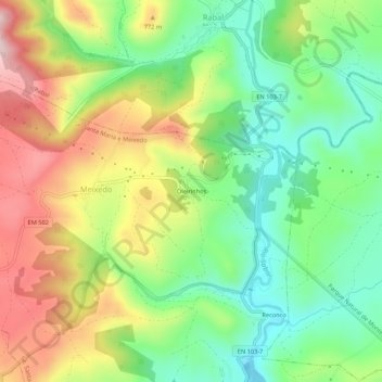 Mappa topografica Oleirinhos, altitudine, rilievo