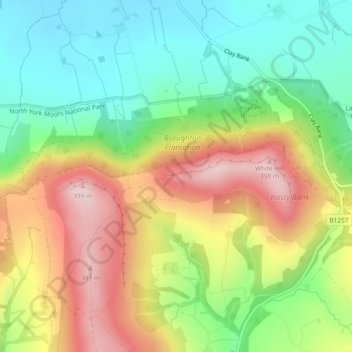 Mappa topografica The Wainstones, altitudine, rilievo