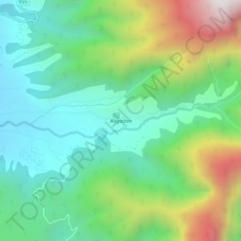 Mappa topografica Aligodon, altitudine, rilievo