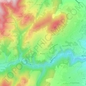 Mappa topografica Chatinais, altitudine, rilievo