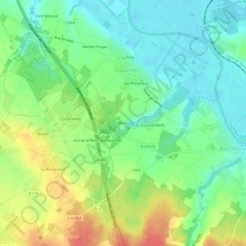Mappa topografica Bel Air, altitudine, rilievo