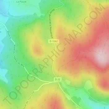 Mappa topografica Col de la République, altitudine, rilievo