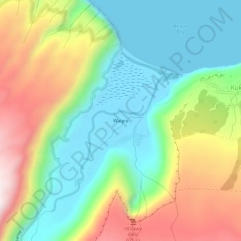 Mappa topografica Waipio, altitudine, rilievo