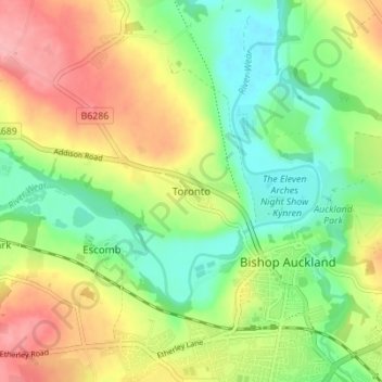Mappa topografica Toronto, altitudine, rilievo