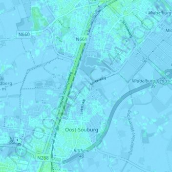 Mappa topografica Groot-Abeele, altitudine, rilievo