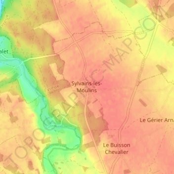 Mappa topografica Villez, altitudine, rilievo