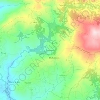 Mappa topografica Cortegaça, altitudine, rilievo