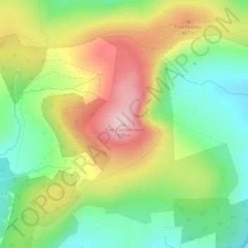 Mappa topografica Foel Cwmcerwyn, altitudine, rilievo